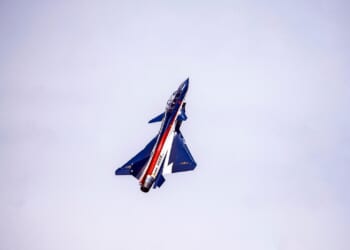 A Chinese J-10 jet in flight.