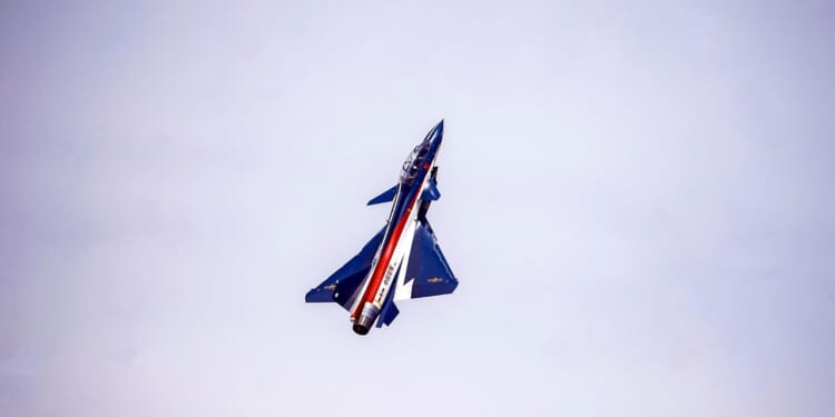 A Chinese J-10 jet in flight.