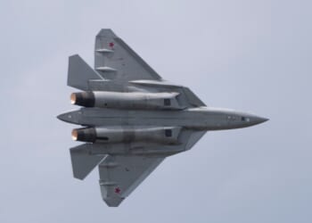 A Sukhoi Su-57 in flight.
