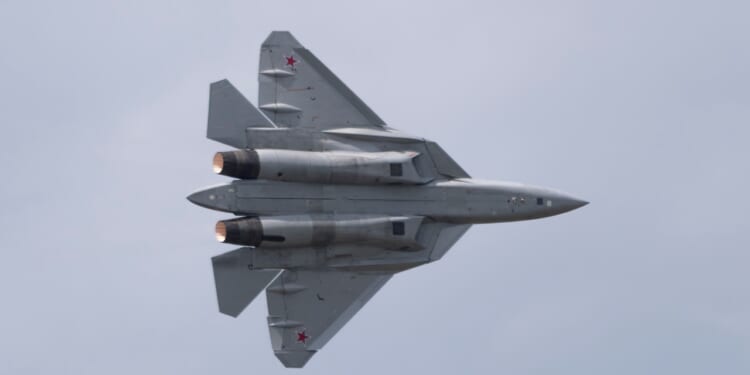 A Sukhoi Su-57 in flight.