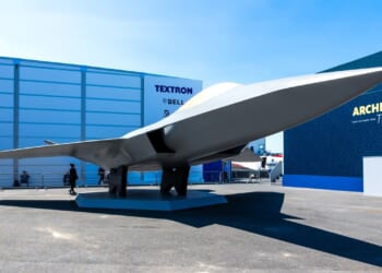 A mockup of the FCAS sixth-gen fighter.