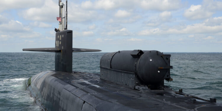 The Ohio-class guided-missile submarine USS Florida (SSGN 728) returns to its homeport, Naval Submarine Base Kings Bay, Georgia, May 9.