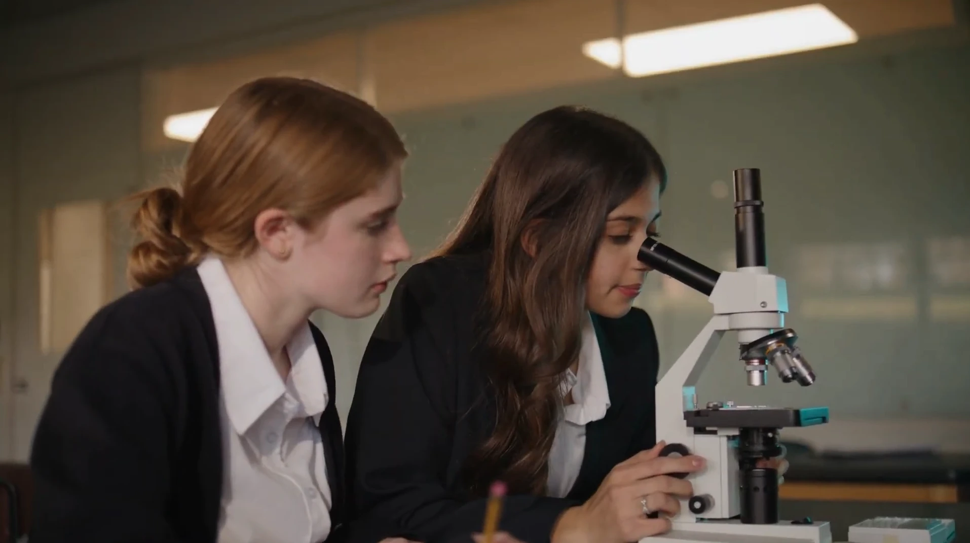 Students during science class at the Chesterton Academy of Milwaukee in 2024. Chesterton features a science program "designed to unite curiosity with wonder, helping students see truth in creation." Credit: Photo courtesy of Chesterton Academy of Milwaukee