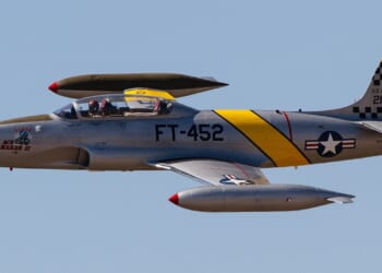 A T-33 Shooting Star in flight.