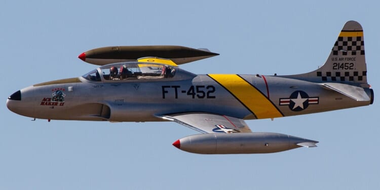 A T-33 Shooting Star in flight.