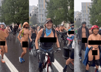 WATCH: Naked Bike Riders Join ICE Protests in Portland - Protest Turns into Clash with ICE Leading to Several Arrests | The Gateway Pundit