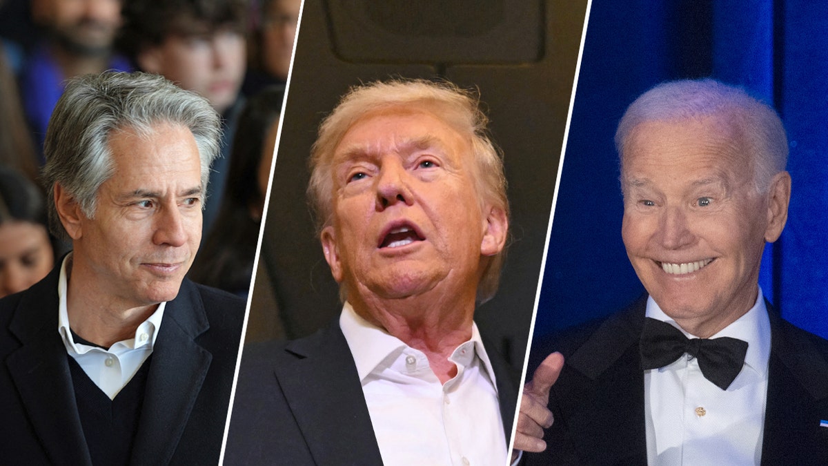 Split image of Blinken, Trump and Biden