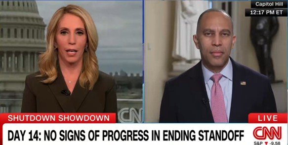 Leftist CNN Anchor Dana Bash Catches Hakeem Jeffries Off Guard with a Challenge When He Starts Whining About the Government Shutdown (VIDEO) | The Gateway Pundit