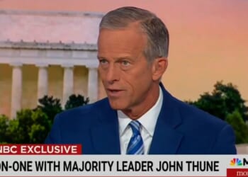 John Thune discusses key political issues in an exclusive interview on MSNBC, with the Lincoln Memorial in the background.
