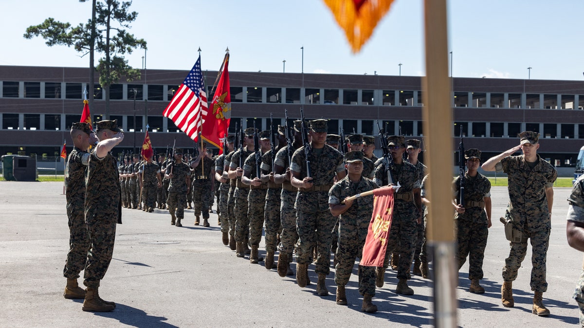 US Marines at change of command ceremony.