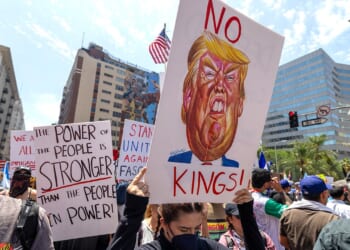 Trump pushes back on 'No Kings' protesters, says he 'works his ass off'