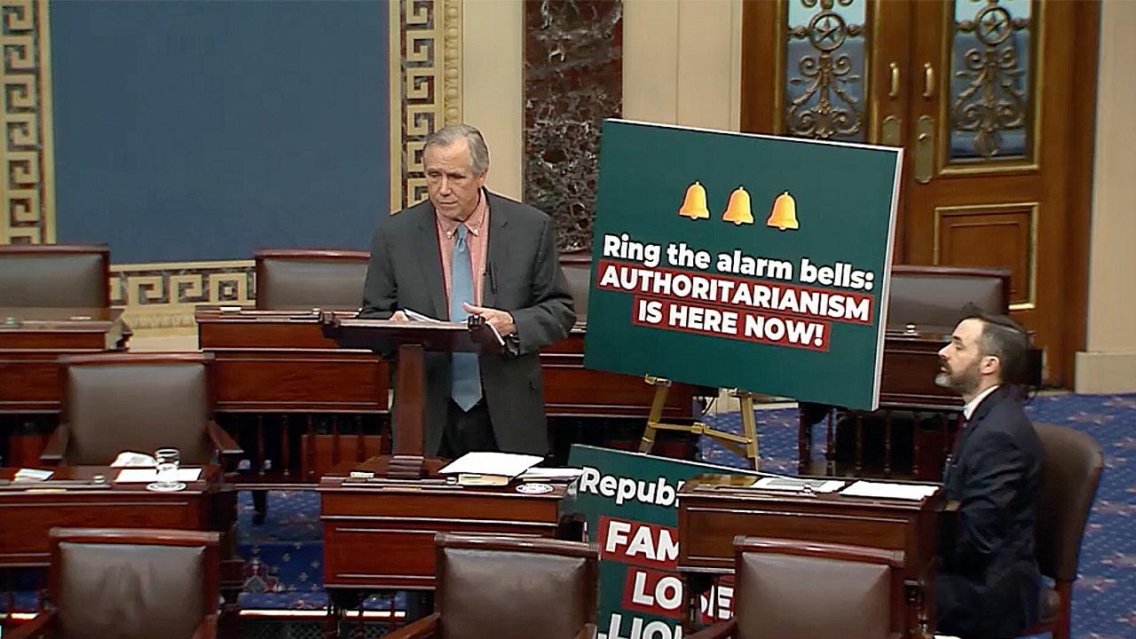 Merkley holds overnight speech against 'Trump’s grave threats to democracy'
