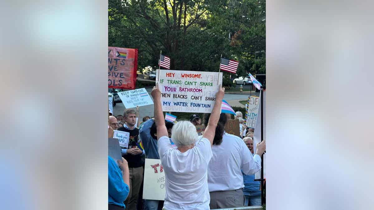 Sign with racially charged language targeting Virginia Republican gubernatorial candidate