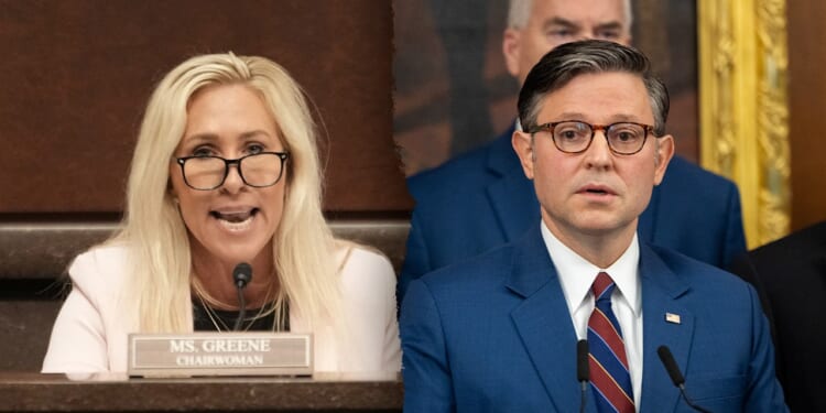 Marjorie Taylor Greene confronts Mike Johnson on GOP shutdown plan
