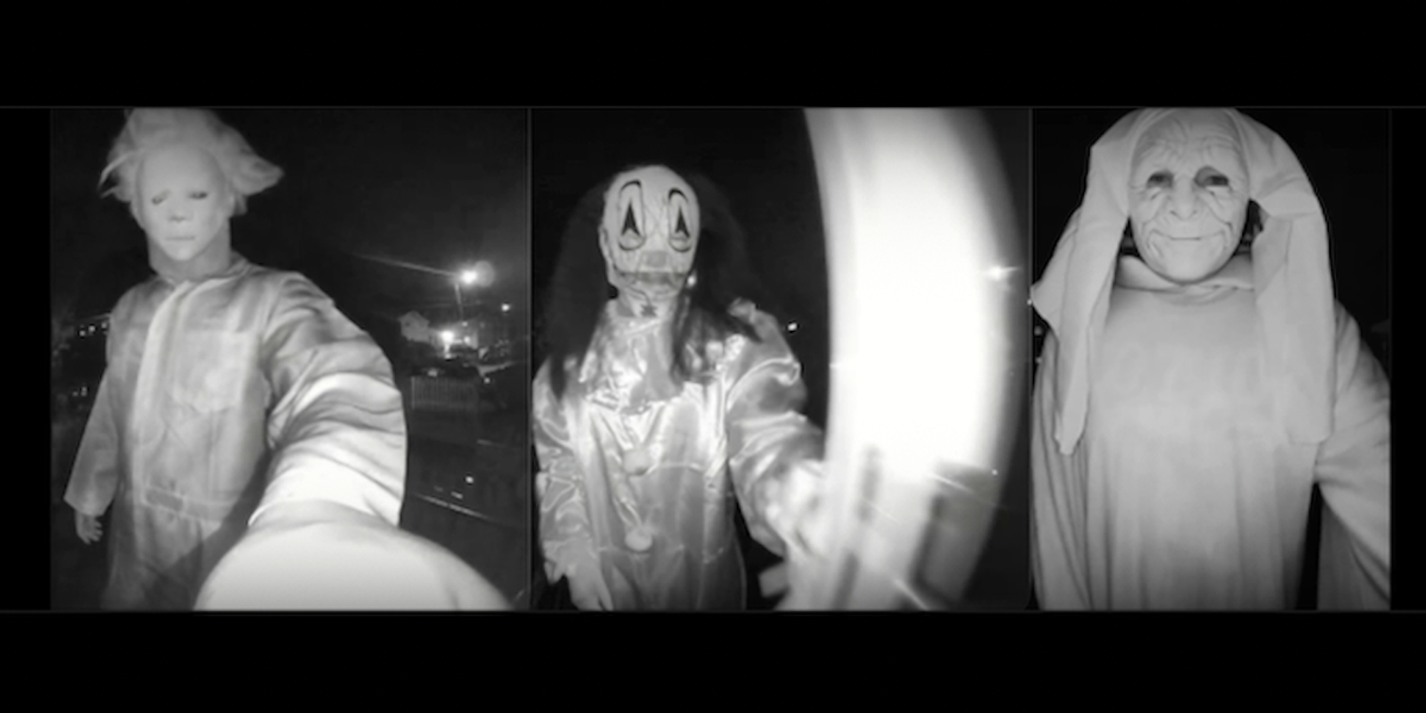 Horror-costumed trio banged on home's front door late at night and 'threatened to kill us,' woman says. Then cops intervened.