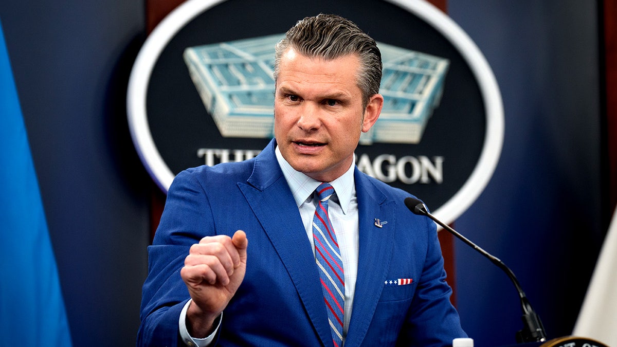 Secretary of War Pete Hegseth speaks at a Pentagon press conference