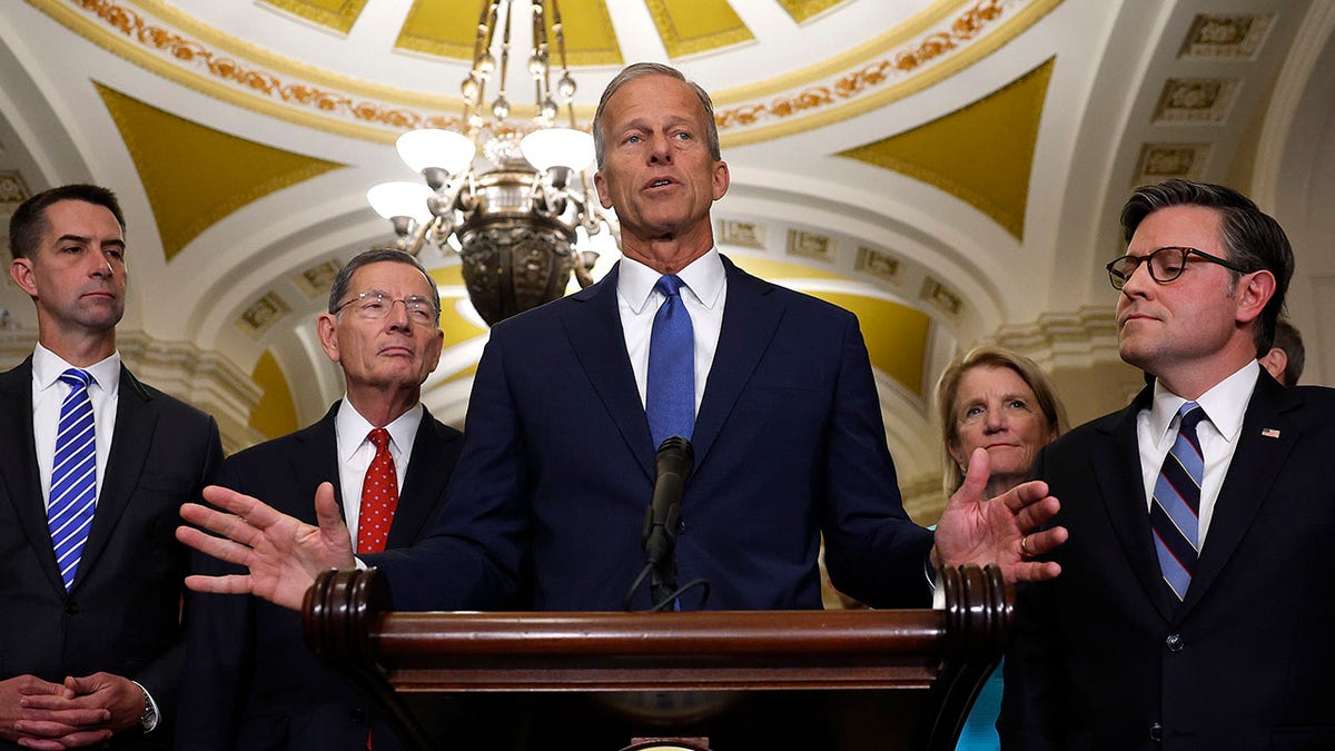 Senate Majority Leader John Thune, R-S.D., Senate Republican leadership and House Speaker Mike Johnson, R-La.