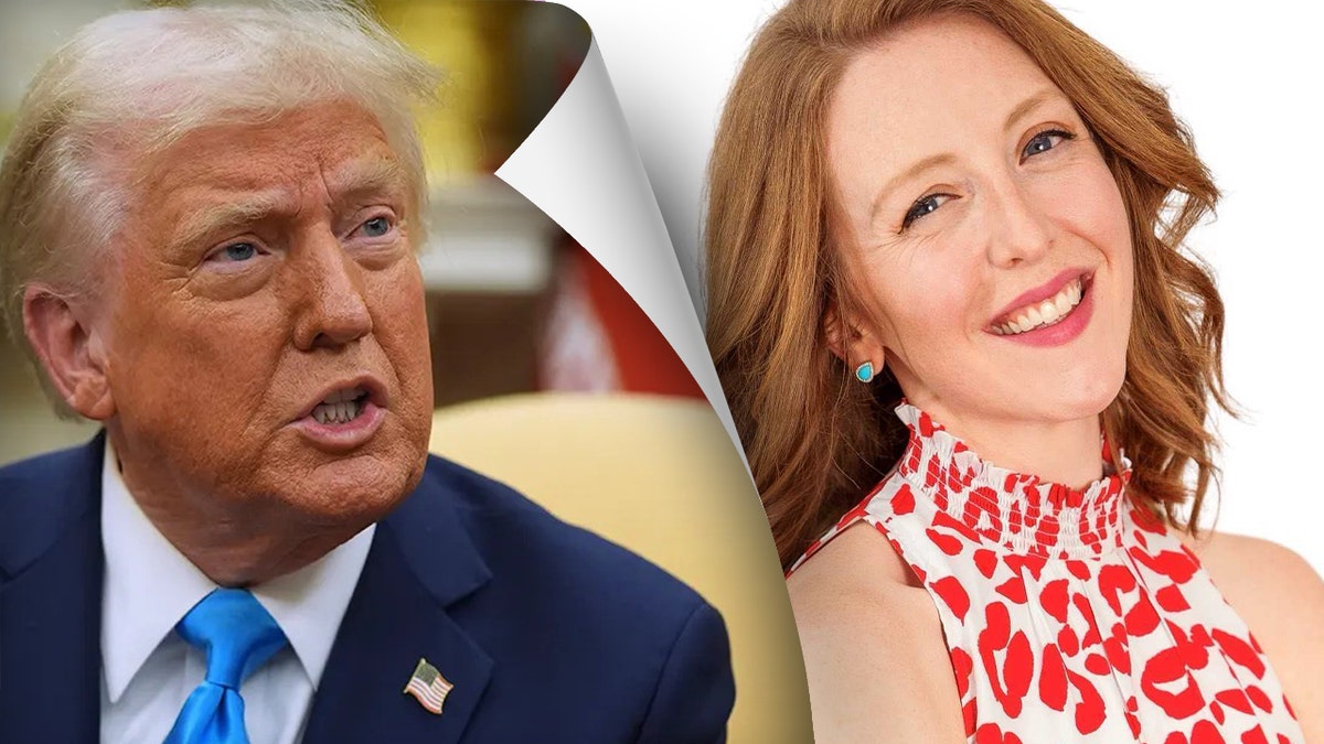 President Donald Trump in a split image with Casey Means