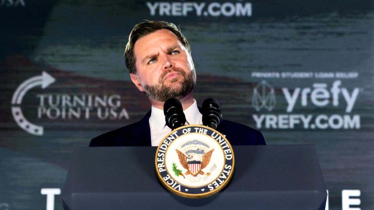 Vice President JD Vance speaking at a Turning Point USA event at the University of Mississippi.