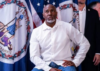 Virginia second gentleman rallies for GOP as wife stuck in redistricting