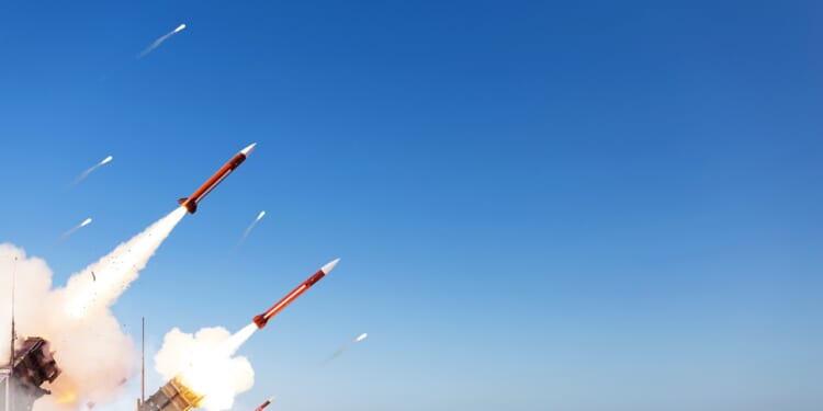 Two missiles firing.
