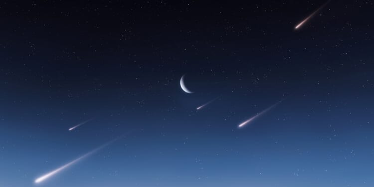 Space objects burning up in the atmosphere, creating trails of light.