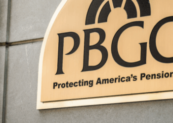 Signage of the Pension Benefit Guaranty Corporation (PBGC) emphasizing its mission to protect American pensions.