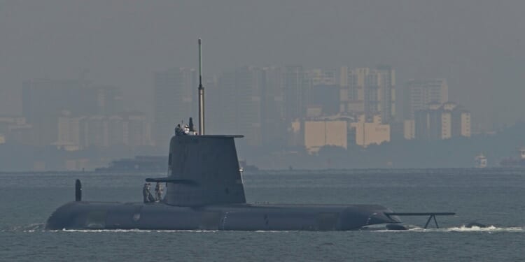 An Australian submarine at sail.