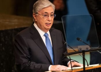 Kassym-Jomart Tokayev President of the Republic of Kazakhstan speaks at the UN General Assembly.