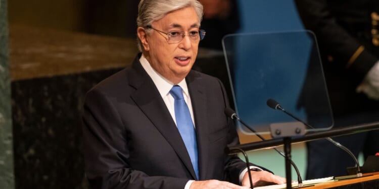 Kassym-Jomart Tokayev President of the Republic of Kazakhstan speaks at the UN General Assembly.