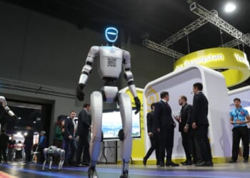 Robots on display at the Almaty Digital Forum in Kazakhstan.