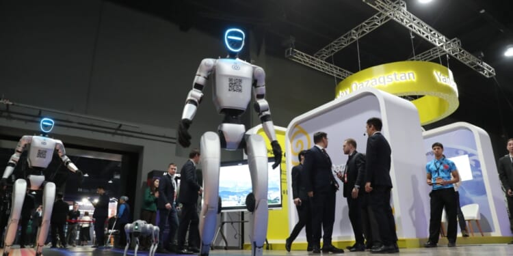 Robots on display at the Almaty Digital Forum in Kazakhstan.