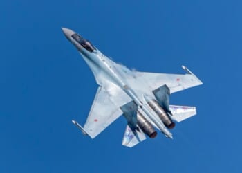 Aerobatic teams Falcons Of Russia on planes Su-35 of the international aerospace salon MAKS-2021.