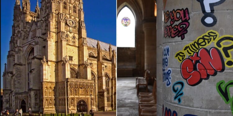 Church of England Allows 'Marginalized Communities' to Cover Historic Canterbury Cathedral in Grotesque Graffiti | The Gateway Pundit