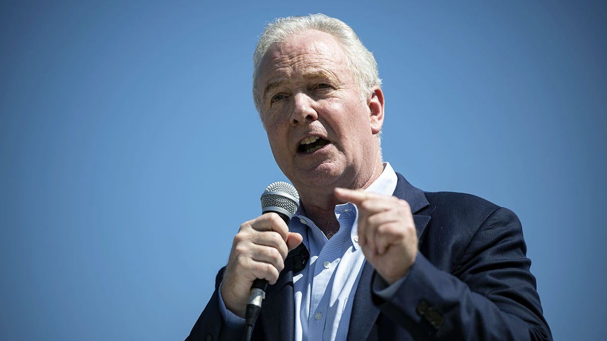 Sen. Chris Van Hollen, D-Md., speaking at a rally.