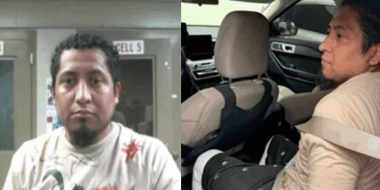 Mugshot and police vehicle image of a male subject in custody, showcasing a serious expression and seated position with seatbelt fastened.