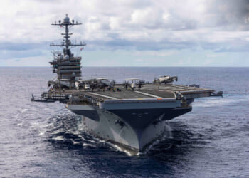 The Nimitz-class aircraft carrier USS Harry S. Truman (CVN 75) conducts carrier qualifications in the Atlantic Ocean.