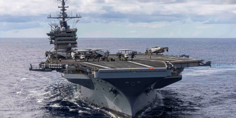 The Nimitz-class aircraft carrier USS Harry S. Truman (CVN 75) conducts carrier qualifications in the Atlantic Ocean.