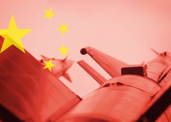 A Chinese missile pointed upward.