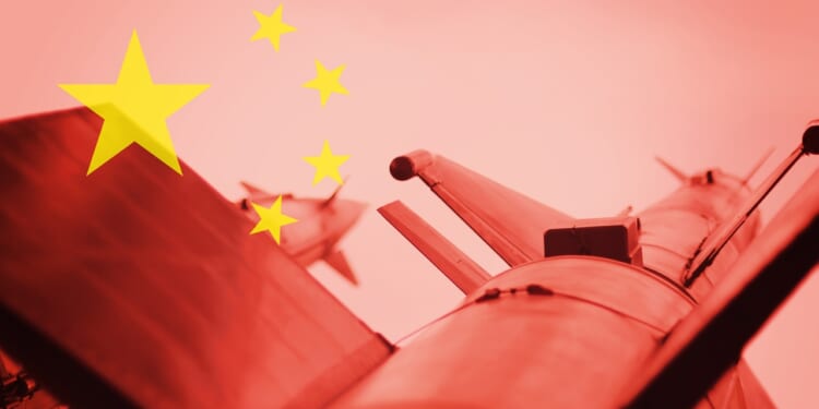 A Chinese missile pointed upward.