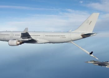 An Airbus aerial refueling tanker.