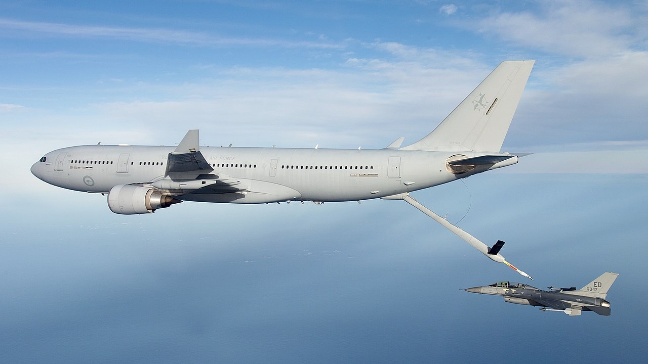 An Airbus aerial refueling tanker.