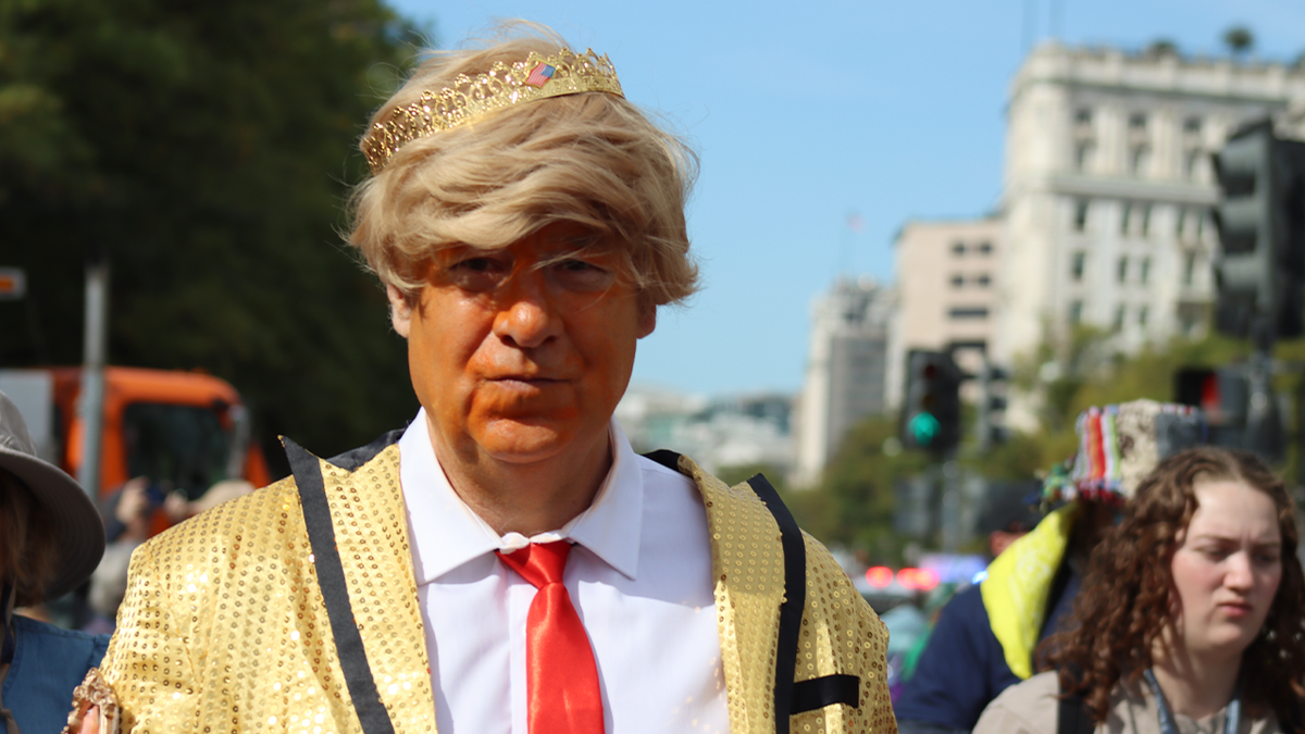 Anti-Trump demonstrator at the No King's protest