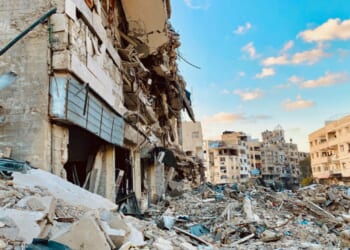 Ruined streets in Gaza.