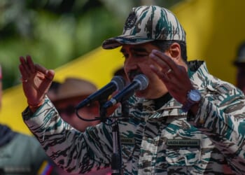 Nicolas Maduro giving a speech.