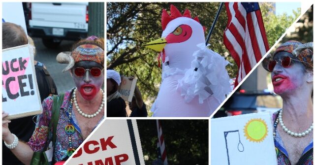 Horned Non-Binary No-Kings-Day Protester in Texas Taunts Pro-Trump Counter Protester
