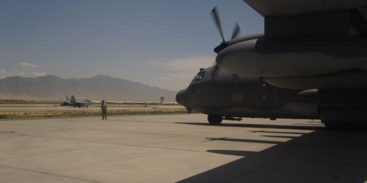 US airplane at Bagram Air Base in Afghanistan.