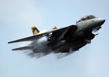 An F-14 Tomcat in flight.