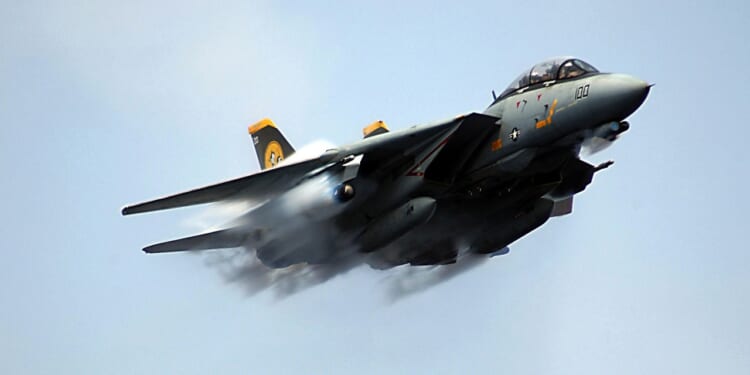An F-14 Tomcat in flight.