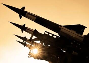 A group of missiles pointed up.